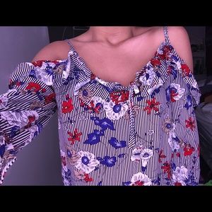 Cold shoulder floral shirt